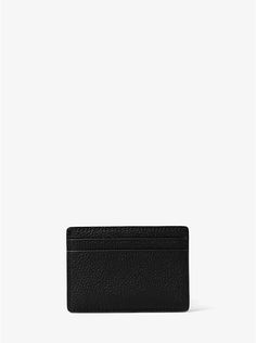 Pebbled Leather Card Case | Michael Kors Chic Card Holder With Card Slots, Chic Card Holder For Everyday Use, Elegant Leather Wallet With Grained Texture, Chic Business Wallets With Card Slots, Chic Leather Wallets With Card Slots, Chic Business Wallet With Card Slots, Chic Rfid Blocking Rectangular Card Holder, Chic Leather Card Holder For Everyday, Classic Workwear Bags With Card Slots