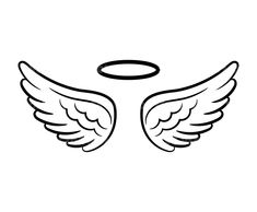 two angel wings with an halo above them