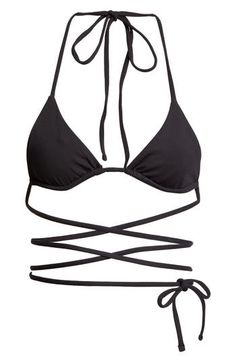 Strappy and sultry, this triangle bikini top keeps your look fresh with a halter neck and waist-wrapping crossover straps. Side tie 92% polyester, 8% elastane Machine or hand wash, line dry Made in Italy Designer Clothing Black Owned/Founded Beachwear Swimwear With Wrap-around Straps, Beachwear Swimwear With Crisscross Straps Triangle Top, Beachwear Swimwear With Crisscross Tie-side Bottom, Fitted Cross-tied Swimwear With Strappy Back, Vacation Swimwear With Crisscross Straps And Triangle Top, Strappy Beachwear Swimwear With Wrap-around Straps, Strappy Wrap-around Swimwear For Beachwear, Beach Triangle Halter Top With Crisscross Straps, Beach Swimwear With Wrap-around Straps And Tie-side Bottom