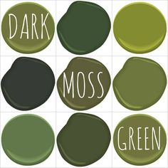 the words dark moss and green are arranged in circles on top of each other,