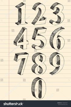 hand drawn numbers and numerals on lined notebook paper stock photo edit now for