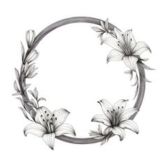 a drawing of white flowers in a circle