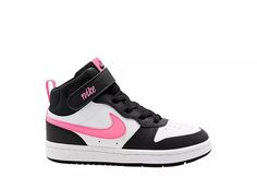 WHITE NIKE Girls Court Borough 2 Mid Nike Court Borough Mid Outfit, 10th Grade Outfits, Kids Shoes Girls Children, Kids Shoes Girls, Nike Court Borough Mid 2, Old Nikes, Court Borough Mid 2, Nike Kids Shoes, Black Sunset