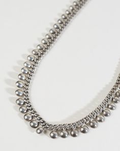 Sterling silver Approx. 16.5" long Silver Chain Necklace With Polished Finish, Polished Silver Metal Chain Necklace, Classic White Gold Metal Necklaces, Classic White Gold Metal Necklace, Classic Silver Chain Necklace, Luxury Silver Jewelry With Silver Beads, Silver Metal Necklace For Formal Occasions, Silver Necklaces With Silver Beads, Sterling Silver White Gold Ball Chain Jewelry