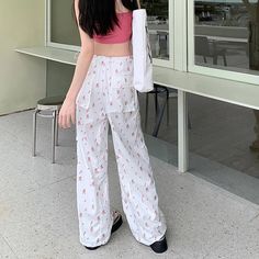 TAVIMART Streetwear Floral Printed Casual Cargo Pants Women Summer New High Waist Drawstring Pleated Loose Wide Leg Pants There may be errors in manual measurement, 1-3cm error is normal. The color in the image could look slightly different from the actual product. White Full Length Wide Leg Pants For Beach, White Pants With Pockets For Spring, Trendy Full Length White Pants, White Full Length Pants For Spring, Casual High Waist White Wide Leg Pants, White High Waist Baggy Pants, White High Waist Pants For Vacation, Trendy White Wide Leg Pants For Vacation, White Non-stretch Bottoms For Summer