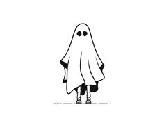 a black and white drawing of a ghost