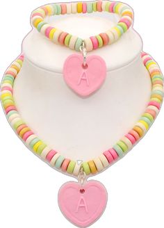 Playful Plastic Jewelry As Gift, Playful Plastic Jewelry Gift, Playful Plastic Jewelry For Gifts, Fun Pink Adjustable Charm Necklace, Fun Pink Adjustable Charm Necklaces, Pink Adjustable Fun Charm Necklace, Personalized Pink Novelty Necklaces, Cute Multicolor Plastic Necklaces, Playful Heart Beads Jewelry For Birthday