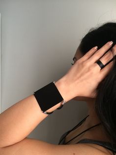 "Women's black square bracelet, black metal sharp cuff bracelet, edgy-rock style bracelet, geometric black jewelry, statement cuff, women's gift Welcome to my shop! ✈️ DHL EXPRESS SHIPPING AVAILABLE, 1-3 BUSINESS DAYS DELIVERY! ✔️ PLEASE MAKE SURE TO SELECT IT, RIGHT BEFORE YOUR PURCHASE! ❗️ ❗️ DON'T FORGET TO ADD YOUR CELL # AT THE \"NOTE TO SELLER\" SECTION IF YOU CHOOSE DHL! BY FILLING YOUR CELL NUMBER YOU EARN THE BENEFIT TO CHOOSE BETWEEN 6 DIFFERENT DELIVERY OPTIONS! INSTRUCTIONS WILL BE S Edgy Black Metal Cuff Bracelet, Black Metal Minimalist Cuff Bracelet, Black Minimalist Metal Cuff Bracelet, Edgy Black Bracelet Strap Jewelry, Minimalist Black Metal Cuff Bracelet, Black Edgy Jewelry With Bracelet Strap, Edgy Black Jewelry With Bracelet Strap, Edgy Metal Jewelry With Black Band, Black Metal Cuff Bracelet