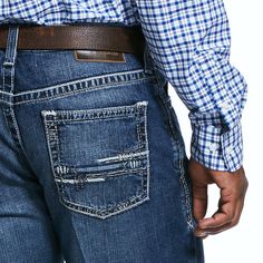 Rugged Fitted Washed Jeans, Rugged Fitted Distressed Bottoms, Rugged Distressed Fitted Bottoms, Fitted Dark Wash Jeans With Belt Loops, Rugged Fitted Straight Leg Jeans, Rugged Denim Bottoms With Belt Loops, Rugged Fitted Denim Jeans, Stretch Medium Wash Jeans With Belt Loops, Rugged Fitted Denim Blue Bottoms