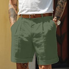 Season:Summer; Fabric:Linen Cotton Blend; Gender:Men's; Style:Designer,Fashion; Occasion:Holiday,Daily,Casual; Fit Type:Regular Fit; Function:Breathable,Comfort; Waistline:Mid Waist; Pattern:Plain; Design:Pleats,Straight Leg,Pocket; Brand:OUKU; Pants Type:Shorts,Linen Shorts,Pleated Shorts,Dress Shorts,Summer Shorts; Fly Type:Button; Front page:FF; Listing Date:12/13/2023; Hips:; Length:; Waist:; Pants Length:Short Shorts Dress, Shorts Linen, Casual Beach Wear, Daily Holidays, Dress Shorts, Basic Shorts, Europe Fashion, Shorts Summer, Pleated Shorts