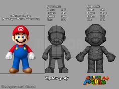 the paper mario character is shown in three different poses