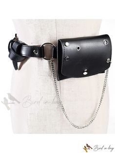 Bird in Bag - Lightweight, Portable, Classic, Casual 1pc Black Chain Decorated PU Punk Style Fashion Waist Bag For Women, Clothing Skirt Punk Black Chain Belt With Belt Loops, Black Punk Chain Belt With Belt Loops, Trendy Black Chain Belt For Night Out, Trendy Black Chain Belt With Chain Strap, Trendy Black Belt Bag With Belt Loops, Waist Bags For Women, Fanny Pack Women, Chain Dress, Key Bag