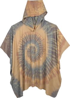 A cool bohemian hoodie top with a soothing tie-dye effect, this beige brown poncho in rayon is ideal for every season and delivers casual laid back style.  This lightweight hoodie can be worn on festivals and night outs with jeans or shorts. #tlb #Sleeveless #TieDye #hoodedponcho #tiedyeponcho #longponchointiedye #tiedyefestivalhoodie Earth Tone Tie Dye, Casual Hooded Poncho For Festival, Casual Brown Poncho For Festival, Casual Hooded Spring Poncho, Casual Hooded Poncho For Spring, Casual Hooded Poncho For Summer, Casual Brown Poncho For Spring, Casual Beige Spring Poncho, Oversized Casual Beige Poncho