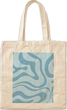 Blue Bags With Graphic Print For Daily Use, Blue Rectangular Bag With Graphic Print, Liquid Swirl, Blue Tote Bag, Cerulean Blue, Blue Tote, Retro Modern, Cotton Tote Bag, Print Tote