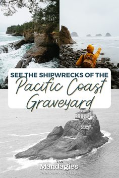 the book cover for see the shipwrecks of the pacific coast graveyard by mandagies