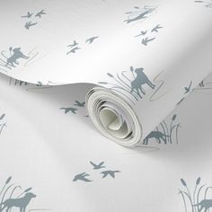 an image of a wallpaper with deers and birds on it's white background