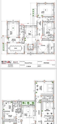 two drawings of the floor plan for a house with multiple levels and different areas to each level