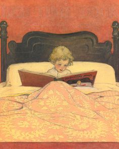 The Bed Time Book By Jessie Willcox Smith Digital Download 7880x9850 Pixels Watercolor Hands, Jessie Willcox Smith, Reading Art, A4 Poster, Reading In Bed, Girl Reading, Reading A Book, Vintage Illustrations, Kids Reading