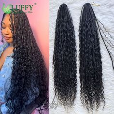 Get ready to slay with these stunning human hair crochet boho box braids! Made with high-quality Brazilian hair and gorgeous human hair curls ends, these 24-inch extensions are perfect for any occasion. Whether you're a teen, adult, or unisex, these Remy quality braids from Luffyhair will give you a beautifully curly texture that's sure to turn heads. 🔥👌 #CrochetBraids #BohoBoxBraids #HumanHairExtensions #CurlyHair #Luffyhair #HairGoals 💁‍♀️💇‍♀️💁‍♂️ Braided Updo Black Hair, Box Braids With Human Hair, Braids With Human Hair Curls, Braids With Human Hair, Human Hair Crochet, Crochet Braids Marley Hair, Boho Box Braids, Boho Braided Hairstyles, Twist Wig