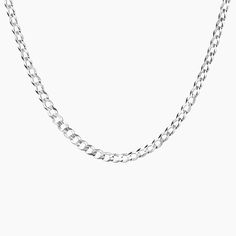 Blake 18 in. Curb Chain Necklace (3mm) - 14K White Gold. Perfect on its own or paired with other necklaces in a chic stack, this trendy curb link chain is a fabulously unique fashion statement. Classic Silver Cuban Link Chain Necklace, White Gold Cuban Link Necklace With Figaro Chain, Elegant White Gold Cuban Link Curb Chain Necklace, Classic White Gold Cuban Link Necklace, Elegant Silver Cuban Link Necklace, Classic Curb Link Chain Necklace, Elegant Sterling Silver Cuban Link Necklace, Modern White Gold Chain Necklace With Curb Chain, Sterling Silver Curb Chain Necklace