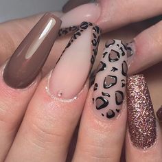 Animal Print Nails Art, Wow Nails, Leopard Print Nails, Print Nails, Simple Acrylic Nails, Leopard Nails, Animal Nails, Nail Art Designs Diy, Animal Print Nails