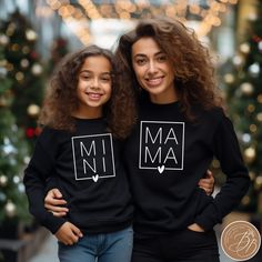 MAMA and MINI  Sweatshirt Fall-Inspired Matching Fall Sweatshirts Mama and Mini Matching Sweatshirts Mommy and Me Sweatshirts Matching Sweatshirts for Fall Embrace the charm of autumn with our trending Matching Mama & Mini Sweatshirts, a must-have for this fall season. The minimalist design makes them the perfect outfit for your picture-perfect moments. Make memories, stay stylish, and warm your hearts with these adorable matching sweatshirts. Fall in love with the season, fall in love with twin Black Long Sleeve T-shirt For Family Matching, Graphic Print Long Sleeve Top, Long Sleeve Tops With Letter Print, Fall Crew Neck Sweatshirt, Black Long Sleeve Top As A Gift, Black Long Sleeve Top As Gift, Black Crew Neck Sweatshirt For Gift, Matching Mom, Special Gifts For Her