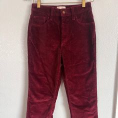 Such Cute Pants. Never Worn Out. Great Condition. Red Corduroy Bottoms With Pockets, Red High-waist Corduroy Bottoms, High Waist Burgundy Cotton Pants, High Waist Red Corduroy Pants, Red Corduroy Jeans For Fall, Red Wide Leg Corduroy Pants, Fall Red Corduroy Jeans, Red Straight Leg Corduroy Bottoms, Red Corduroy Bottoms For Fall