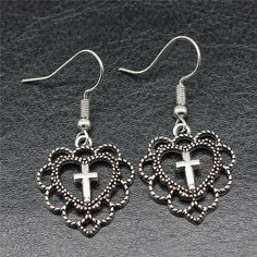 Love Heart Cross Earrings Show your love and faith with our Love Heart Cross Earrings. These elegant earrings feature a beautiful heart and cross design, making them the perfect accessory for any outfit. Show off your style and devotion with our Love Heart Cross Earrings. Vintage Drop Earrings, Hollow Heart, Cross Earrings, Cross Designs, Trendy Gift, Estilo Boho, Colorful Heart, Valentin Nap, Elegant Earrings