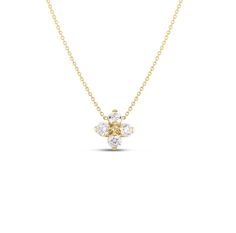 Roberto Coin Love in Verona Yellow Gold Flower Diamond Necklace Roberto Coin, Diamond Pendant Necklace, Gold Flowers, Flower Necklace, Verona, Necklace Designs, Diamond Pendant, Necklace Set, Round Diamonds