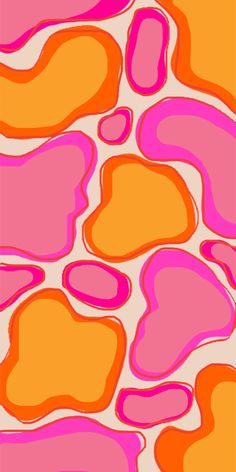 an orange and pink background with different shapes