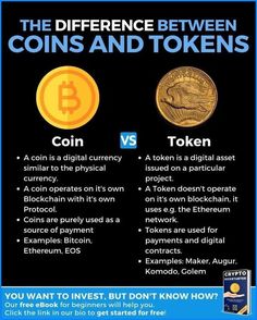 the differences between coins and tokens are shown in this graphic above it's description