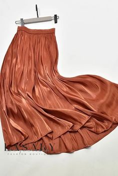 Lasaky - Elegant Pleated Maxi Dress with High Waist and Luxurious Sheen Long A Line Skirt, Satin Maxi Skirt, High Waist Long Skirt, Umbrella Skirt, High Waisted Pleated Skirt, High Waisted Maxi Skirt, Skirts Midi High Waisted, Half Skirt, Pleated Maxi Dress