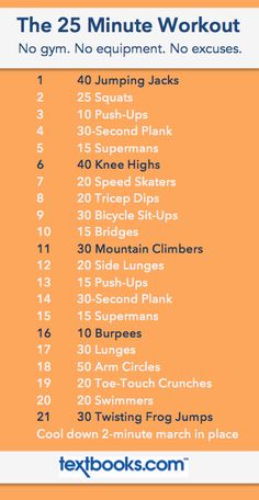 the 25 minute workout plan is shown