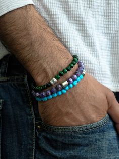 Turquoise nuggets are strung together with a brushed Anzie closure on a stretchy cord. It easy and comfortable to wear. This bohemian bracelet can be stacked worn alone dressed up or worn casually. Beads measure 10mm in diameter Elegant Turquoise Beaded Bracelets With 8mm Beads, Spiritual Rondelle Beaded Bracelet With Spacer Beads, Spiritual Turquoise Beaded Bracelets With Polished Beads, Turquoise Spiritual Round Bracelets, Spiritual Turquoise Bracelets With Polished Beads, Spiritual Turquoise Round Bracelets, Adjustable Turquoise Bracelet With Polished Beads, Turquoise Bracelet With Polished Beads As Gift, Elegant Turquoise Bracelets With Large Beads