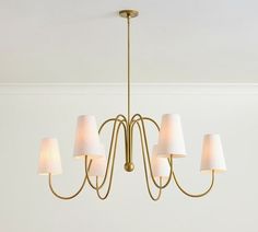 Palmer Chandelier | Pottery Barn Pottery Barn Chandelier Foyer, Pottery Barn Adalaide Chandelier, Black Chandelier Pottery Barn, Art Deco Slip Shade Chandelier, Pottery Barn Wagon Wheel Chandelier, Linen Shades, Dimmer Switch, Brass Finish, White Linen