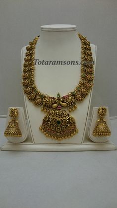 Mango Nakshi Haram, Gold Bridal Jewellery Indian, Nakshi Haram Designs, Mango Haram Designs, Mango Jewellery, Nakshi Jewellery, Temple Jewelry Necklace, Peacock Jewelry