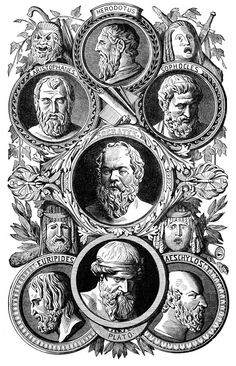 an illustration of the four heads of ancient men