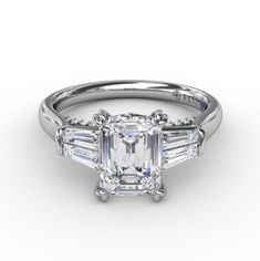 14K White Gold 4 Tapered Baguette Diamonds = 0.42ctw. 30 Round Brilliant Diamonds = 0.17ctw., G-H/VS2-SI1 Center diamond is not included Fully customizable Prices may vary based on stone and ring size. Classic Sterling Silver Diamond Ring With Baguette Diamonds, Gia Certified Baguette Cut Diamond Ring, Platinum Diamond Ring With Baguette Emerald Cut, Gia Certified Baguette Cut White Gold Diamond Ring, Baguette Diamonds, Baguette Diamond, Brilliant Diamond, White Gold Diamonds, Round Brilliant