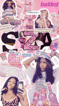 a collage of photos with women in pink and white outfits, including the words sasa