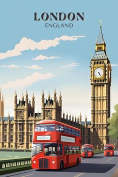 a red double decker bus driving past big ben