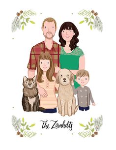 a family portrait with their dog and two children in front of the words, the zemutts