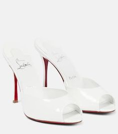 White Louboutin, Louboutin Online, Louboutin Heels, Lipstick Red, Christian Louboutin Women, Evening Shoes, Leather Mules, Dream Shoes, Louboutin Shoes