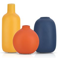 PRICES MAY VARY. 【Cute Vase】Flaunt these beautiful vases in your space, these neutral ceramic vases stand out on their own, or are the perfect addition to any decorative core. Each vase comes in different sizes and shapes. Unique and vibrant vase It is an indispensable member of modern home decoration 【Vases for Decor】Our lovely 3-piece vase set,There are 3 color combinations Yellow, orange and blue.They have different shapes of design that make the vase unique and attractive, Whether your home Small Vase Centerpiece, Entryway Bookshelf, Dining Table Boho, Ceramic Vase Centerpiece, Boho Vases, Orange Centerpieces, Red Ceramic Vase, Cute Vase, Japandi Home Decor