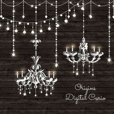 chandeliers and lights hanging from wooden planks with the words, grains digital clipart