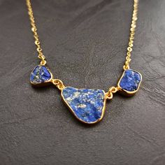 Hand made, sterling silver, natural uncut lapis lazuli necklace, with a yellow gold finish. Gold Lapis Lazuli Gemstone Necklace, Gold Lapis Lazuli Pendant Necklace, Rose Gold Heart Necklace, Pixie Hollow, Sterling Silver Heart Necklace, Lapis Lazuli Jewelry, Lapis Lazuli Necklace, Rose Gold Heart, Gold Heart Necklace