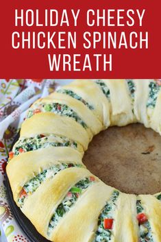 this holiday cheesy chicken spinach wreath is an easy and delicious appetizer for the holidays