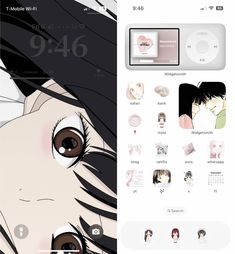 an iphone screen with anime avatars on it and the same image in different colors