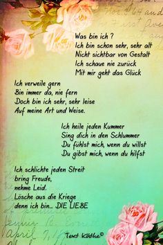 a poem written in german with pink roses