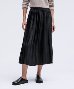 Ready For A Twirl. This Pleated Satin Midi Skirt Has An Eye Catching Sheen Thats Perfect For A Night Out. Designed For Casual. Hits Below The Knee To Just Above The Ankle. Pull-On Waistband. Laser-Cut Hem. | Satin Pleated Midi Skirt Tennis Skirt Black, Lululemon Skirt, Pleated Tennis Skirt, Black Pleated Skirt, Satin Midi Skirt, Golf Skirts, Dress Bra, Black Midi Skirt, Women's Skirts