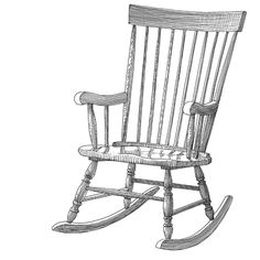 a wooden rocking chair on a white background